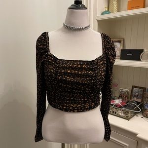 Topshop Ruched Top with Balloon Sleeves